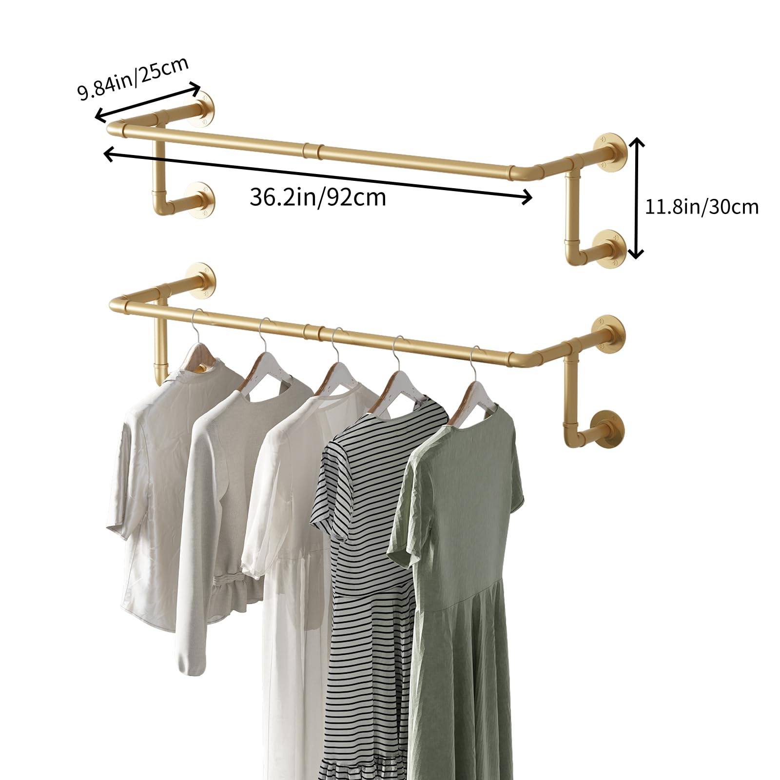 WTPLWD versatile pipe rack can display plants or clothes with modern-industrial flair.