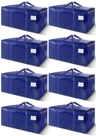 WTREE 8-pack moving bags 24 gal dark blue for bulky items.