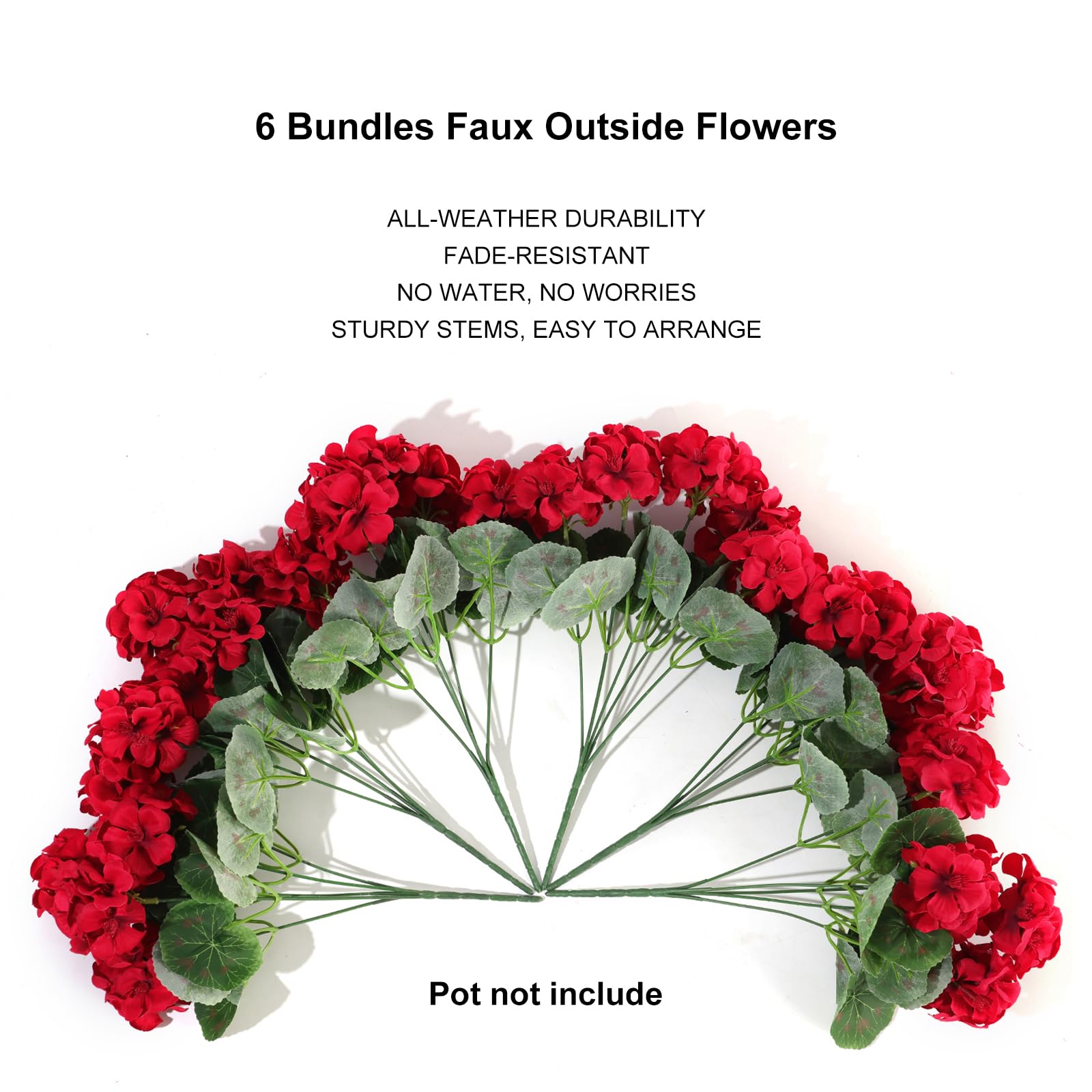 WTSFIDH UV-resistant red artificial flowers for sunlit landscapes.