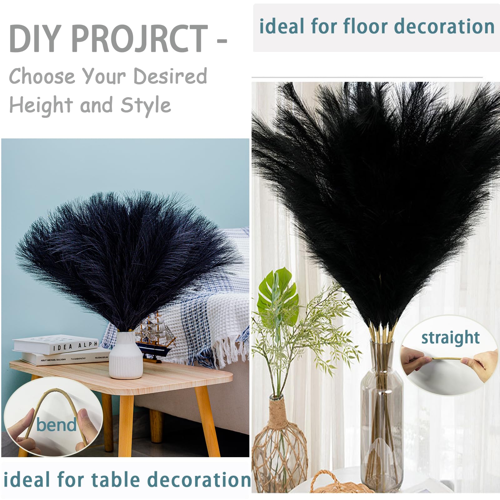 Wttisel boho living room decor with fluffy stems creates warm ambience