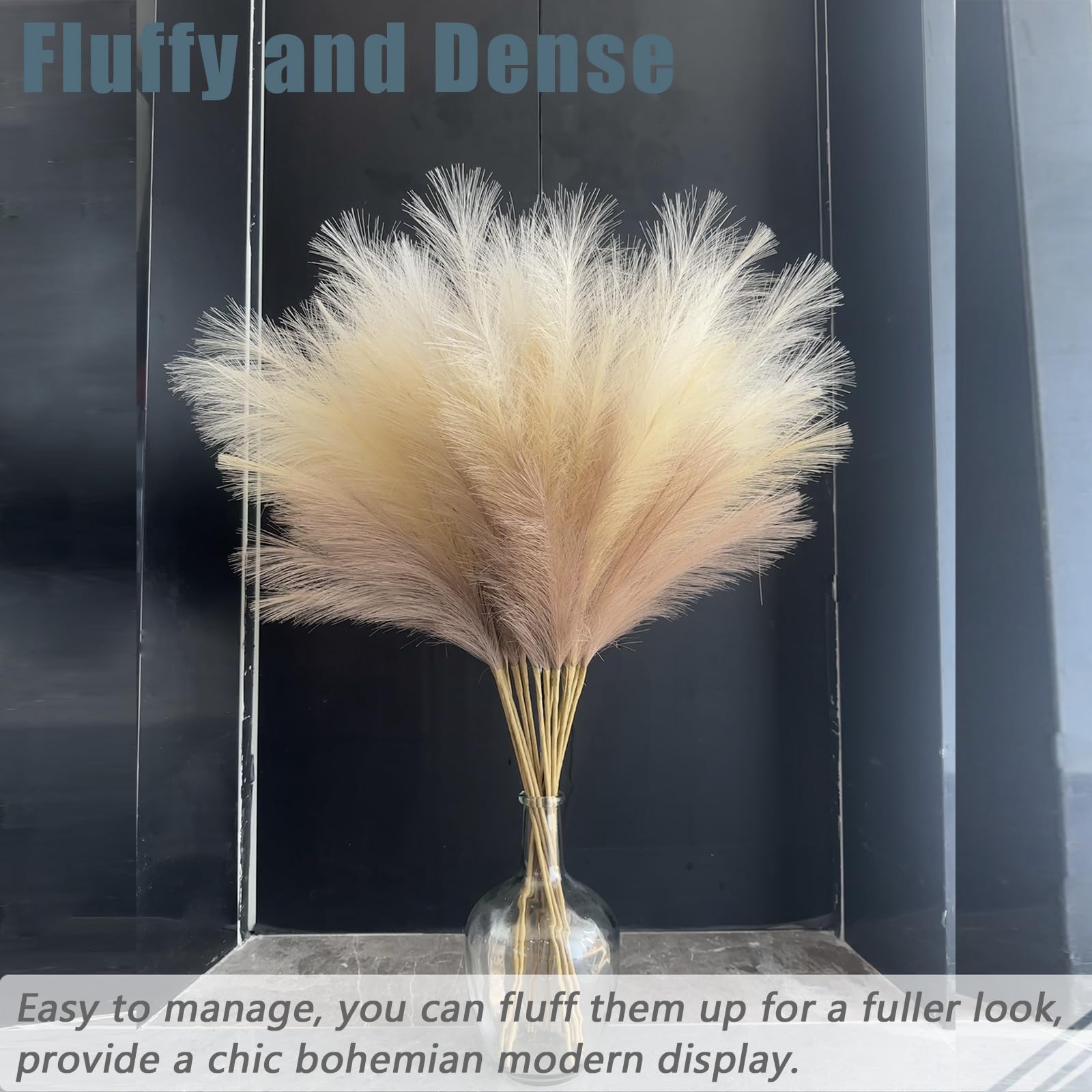 Wttisel fluffy 3-stem pampas grass creates a fuller centerpiece.