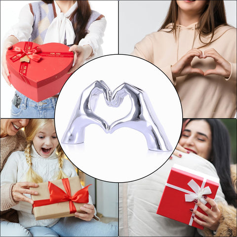 WUBIANJIE Silver Heart Hands Sculpture gift idea for loved ones and home lovers