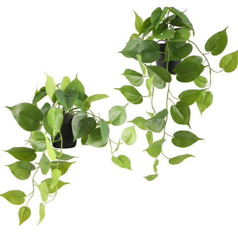 WucaFl artificial pothos hanging plant with pots for compact indoor display