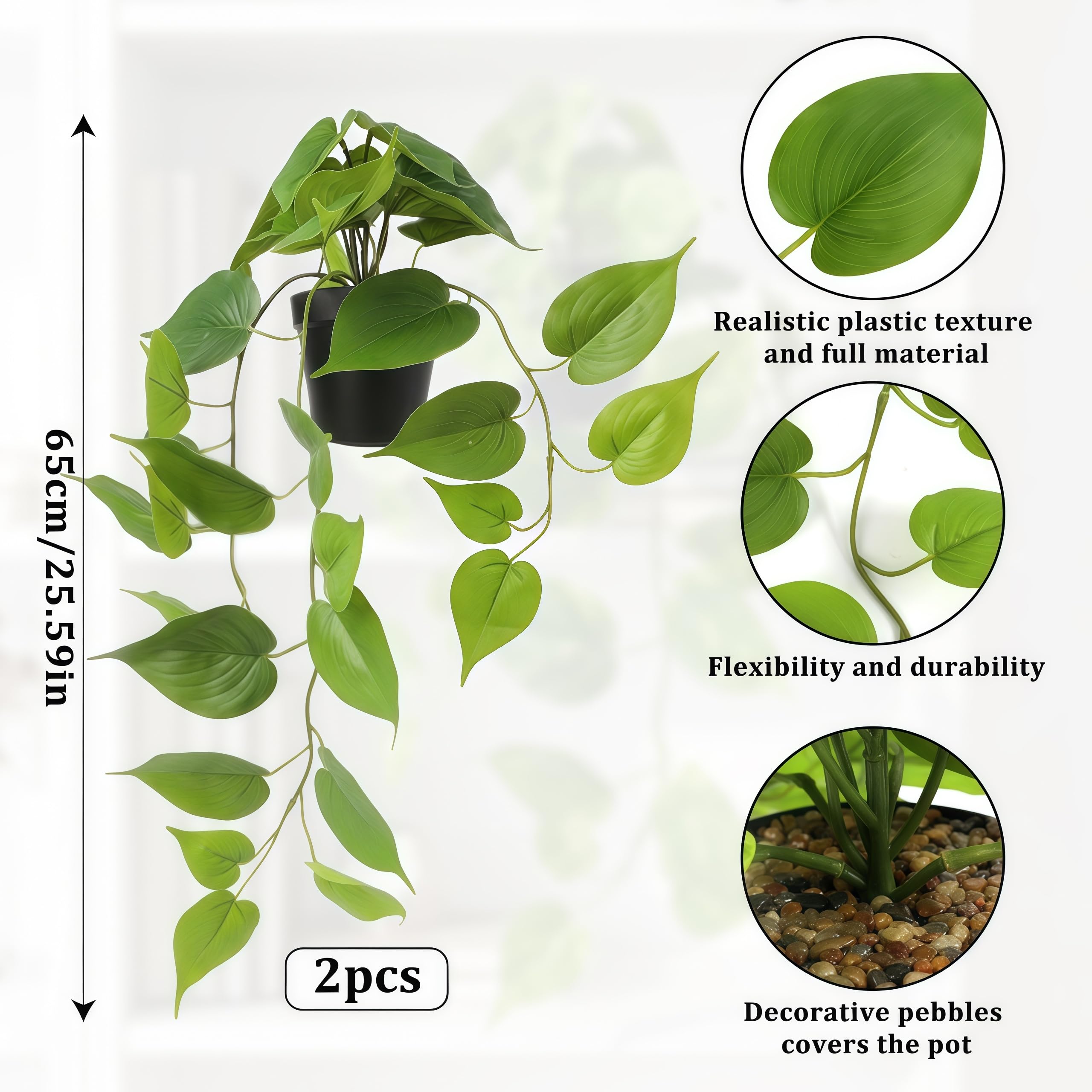 WucaFl pothos plant leaves with realistic veining for lifelike greenery