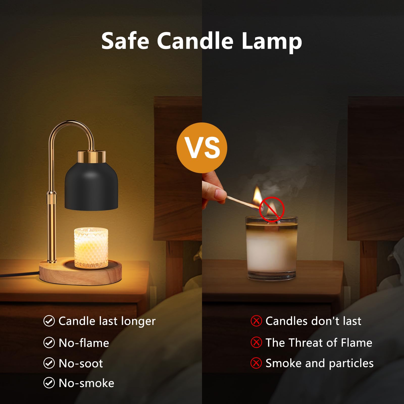 WUEAOA candle warmer lamp height knob enables quick temperature control.