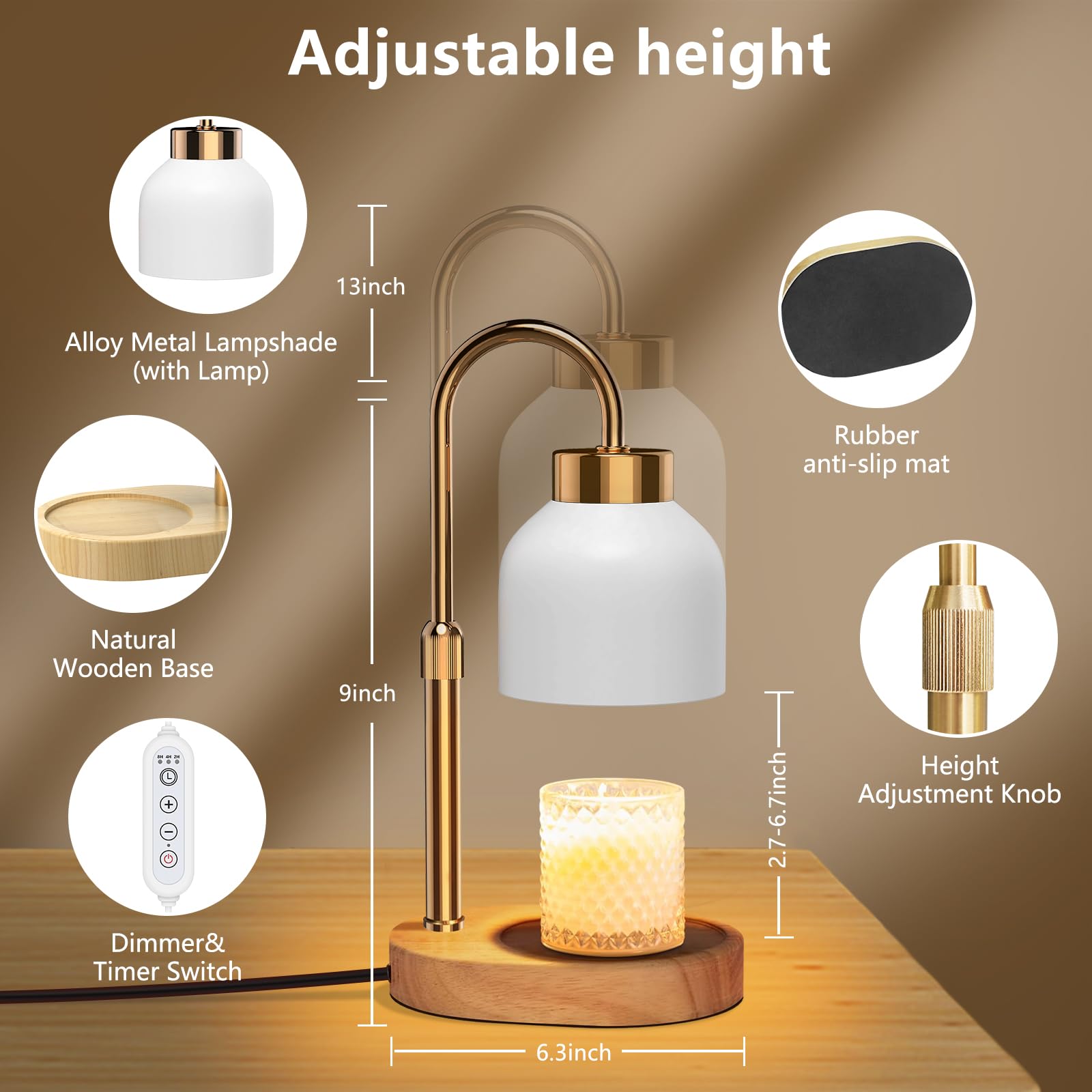 WUEAOA Candle Warmer Lamp dimmer control lets you tailor warmth and fragrance.