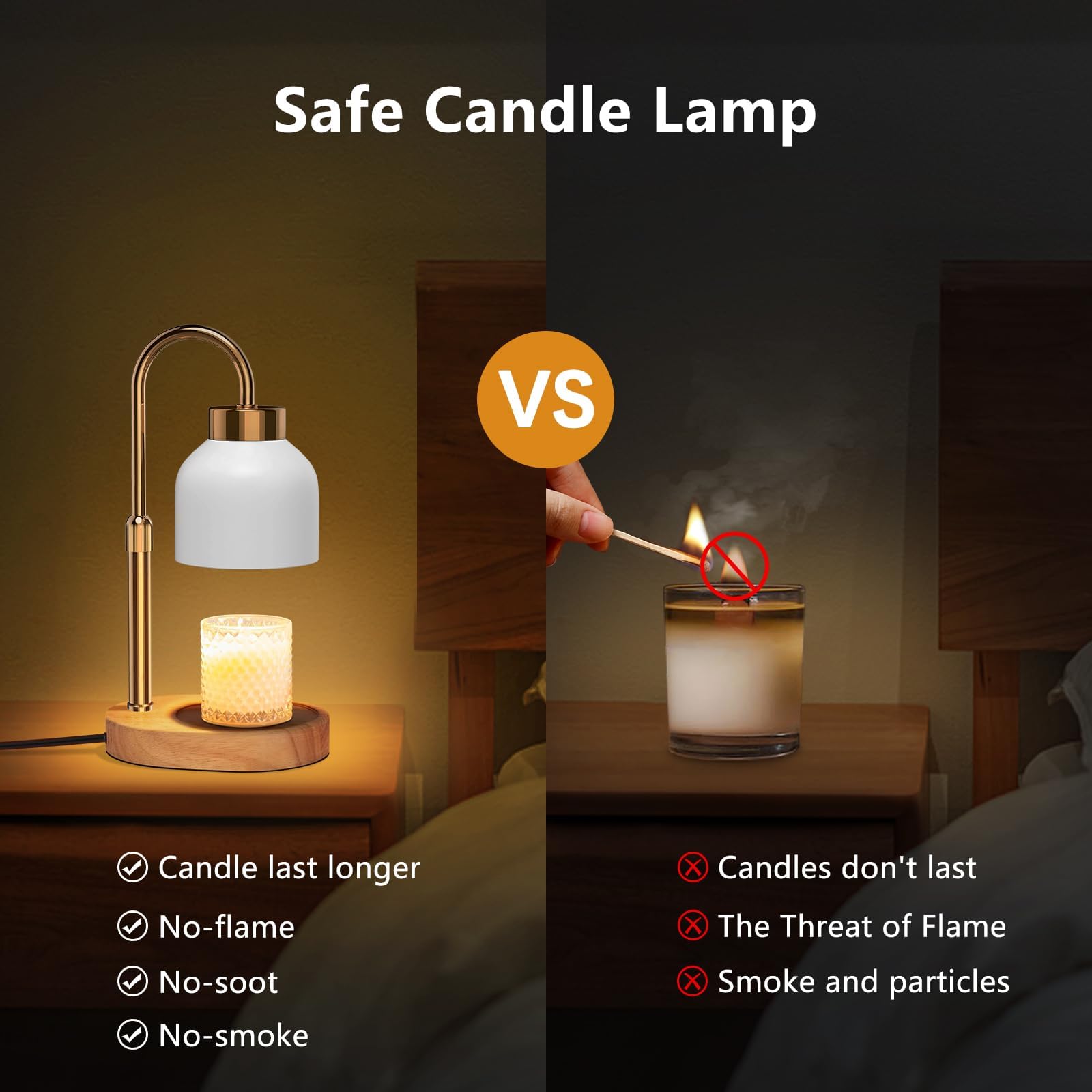 WUEAOA Candle Warmer Lamp timer offers quiet, hands-free operation for shorter or longer sessions.