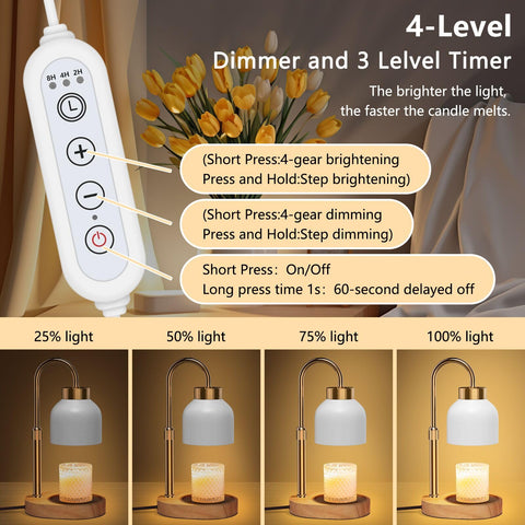 WUEAOA Candle Warmer Lamp wood base anchors the unit with natural warmth.