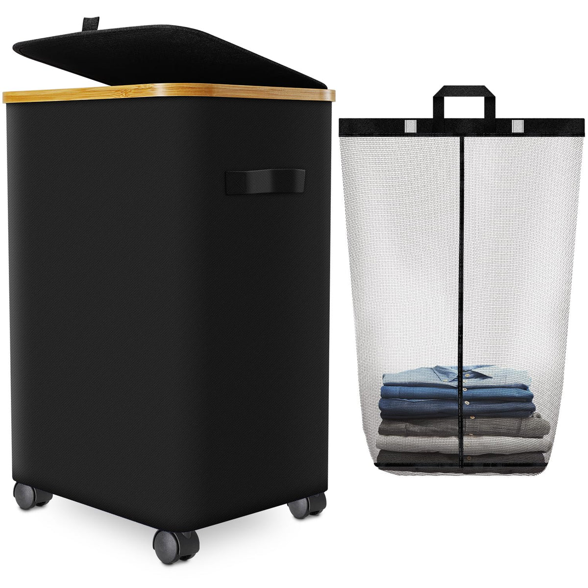 Wuevu laundry hamper with wheels for easy transport across rooms