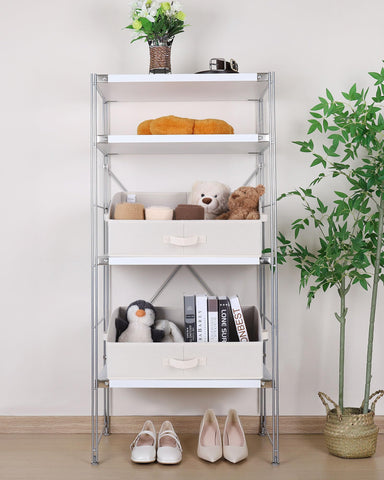 WUIKE bin in closet scene emphasizes versatile organizer for clothes and linens.