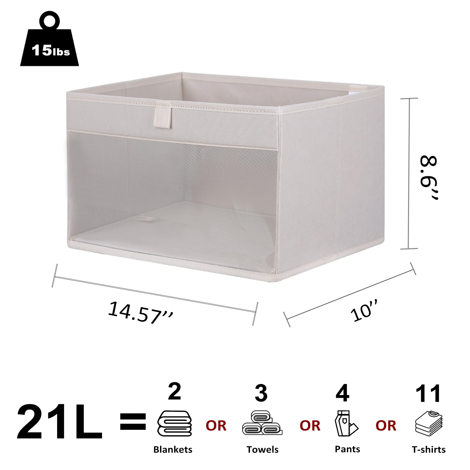 Wuike beige foldable fabric bin for easy storage and portability.