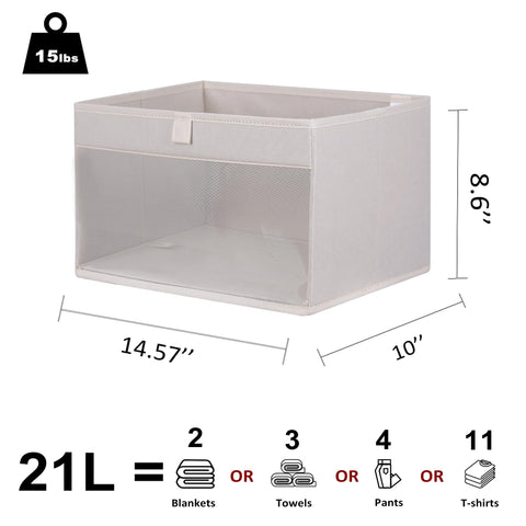 Wuike beige foldable fabric bin for easy storage and portability.