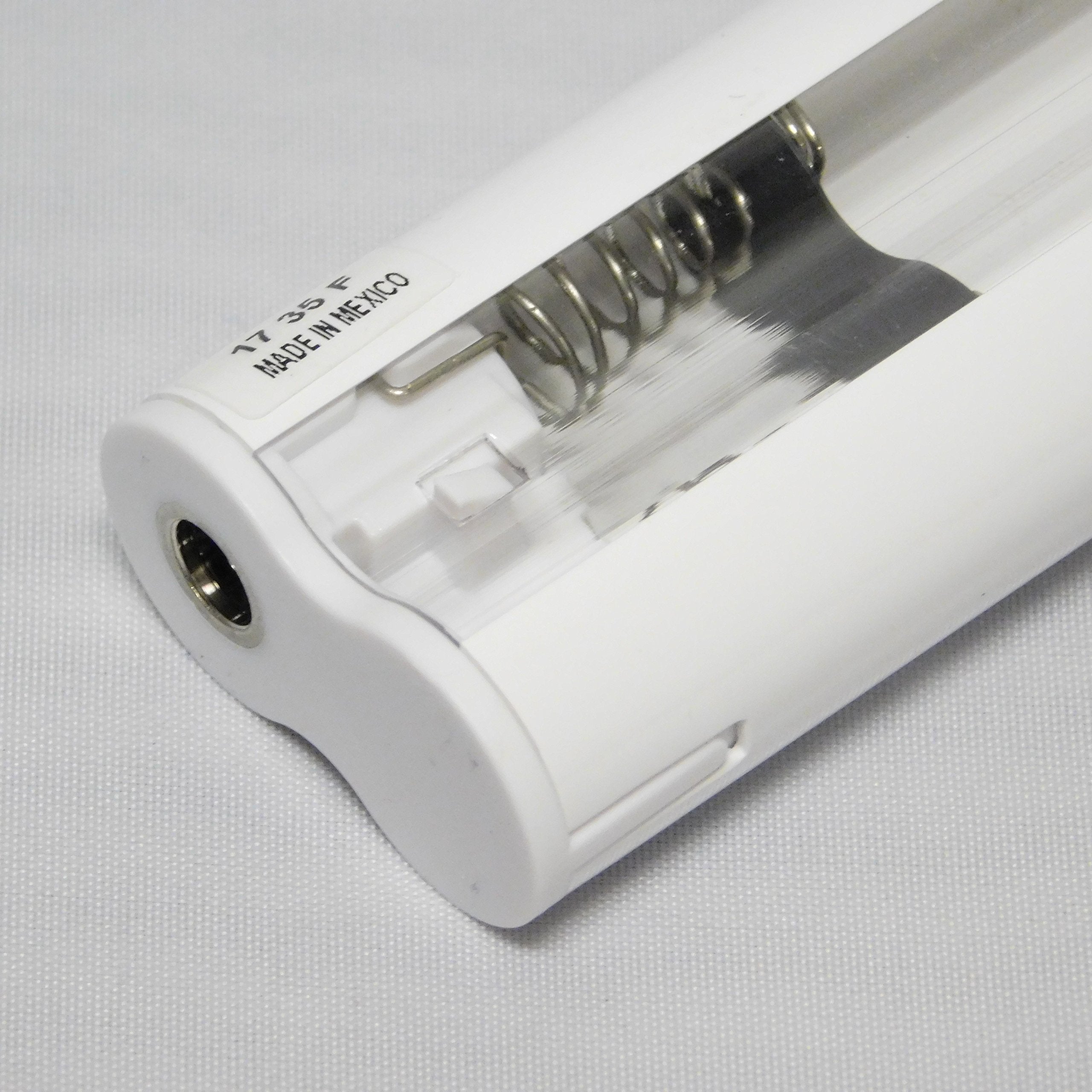 Battery wand holds 12 AA cells, batteries not included.