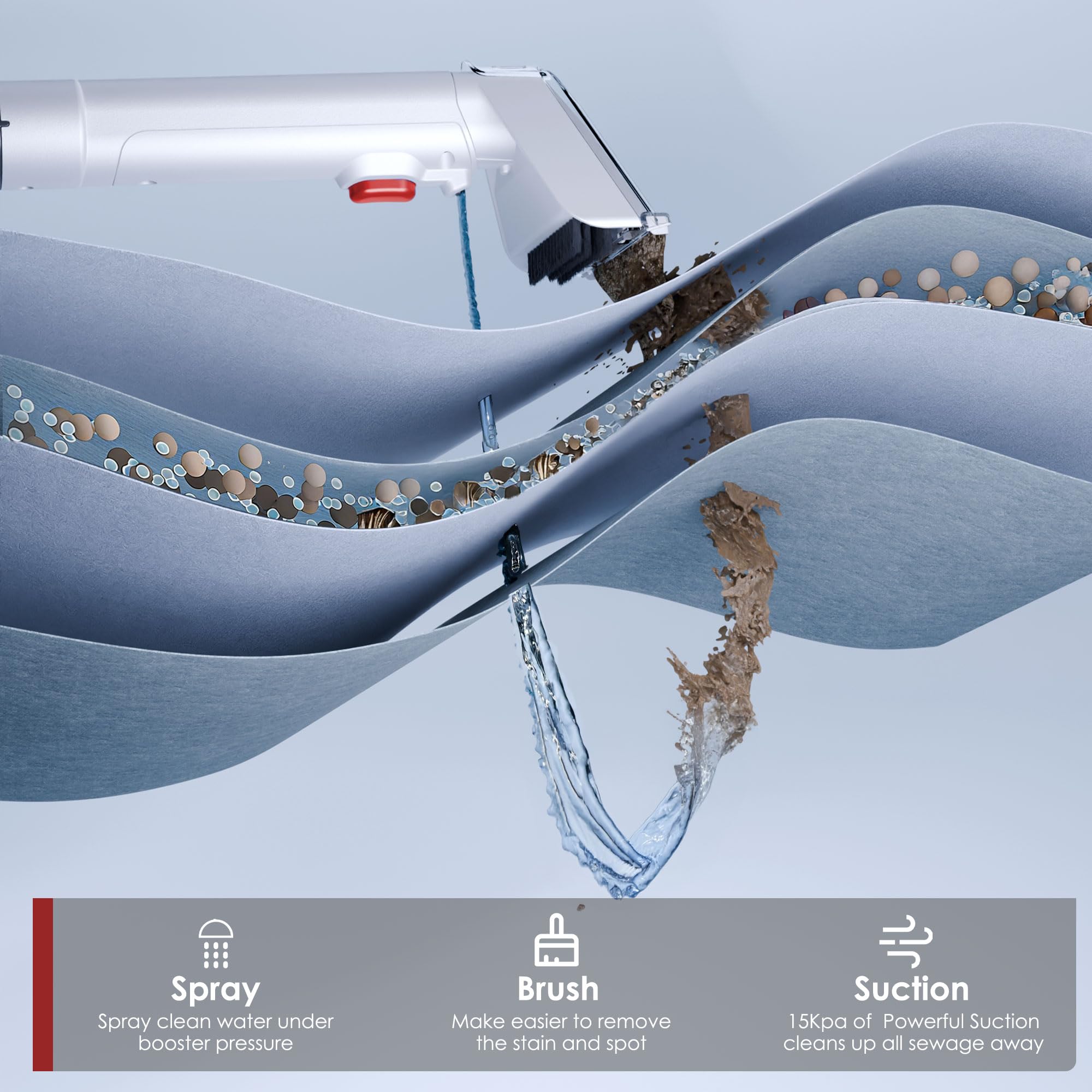 WURESE dual water tanks simplify filling and emptying during cleaning sessions.
