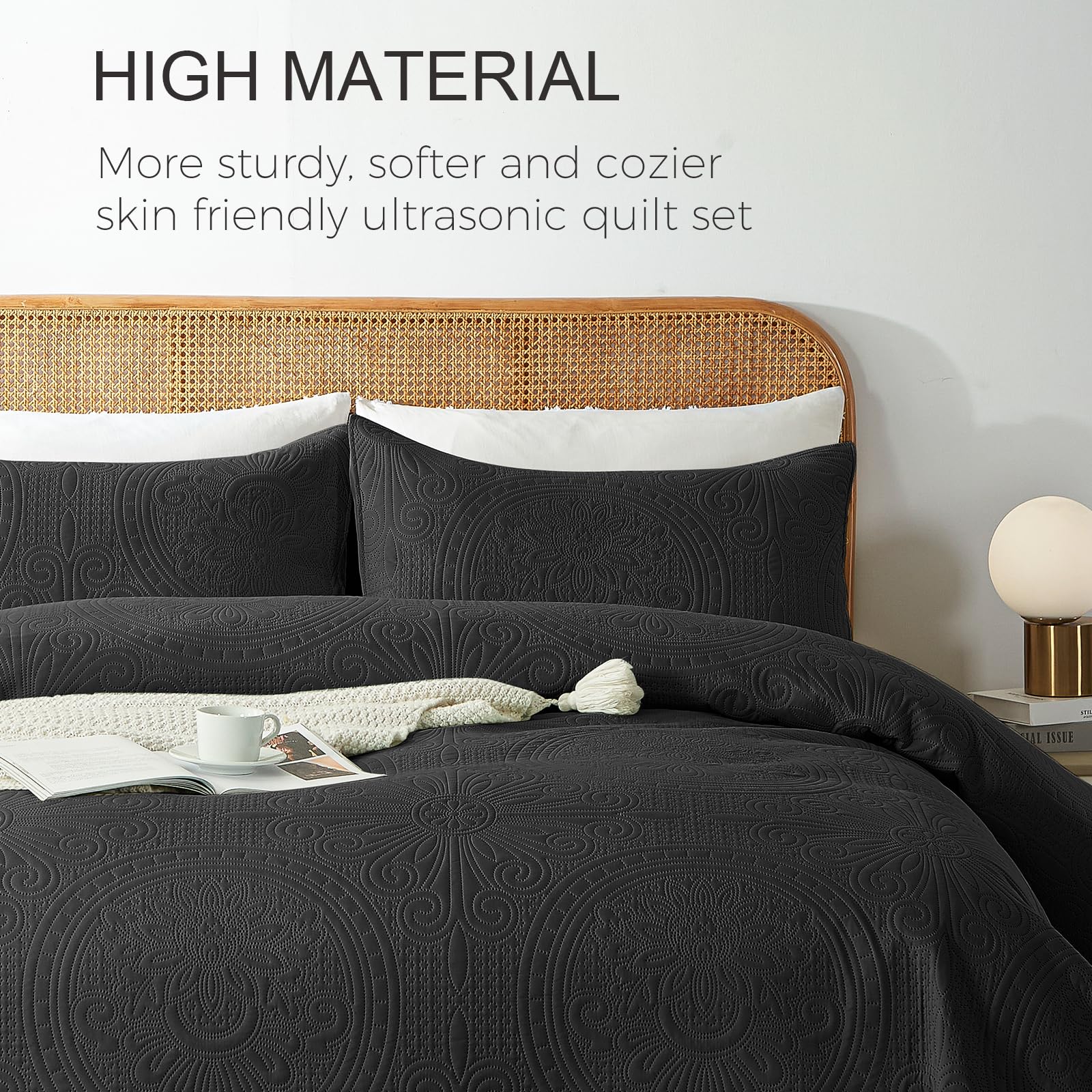 WURUIBO bedspread on bed demonstrates versatile year-round use and easy care.