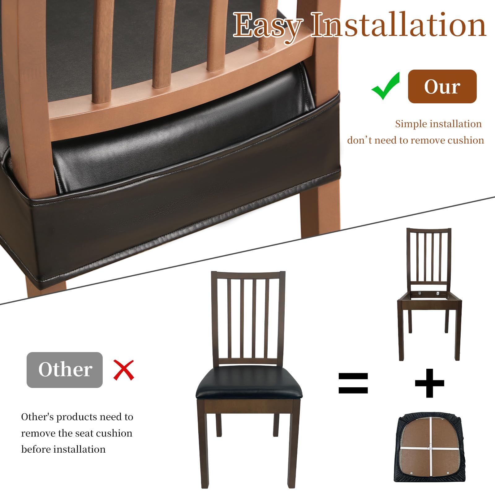 WUSOUPU back-gap installation ease demonstrates quick slip-on setup.