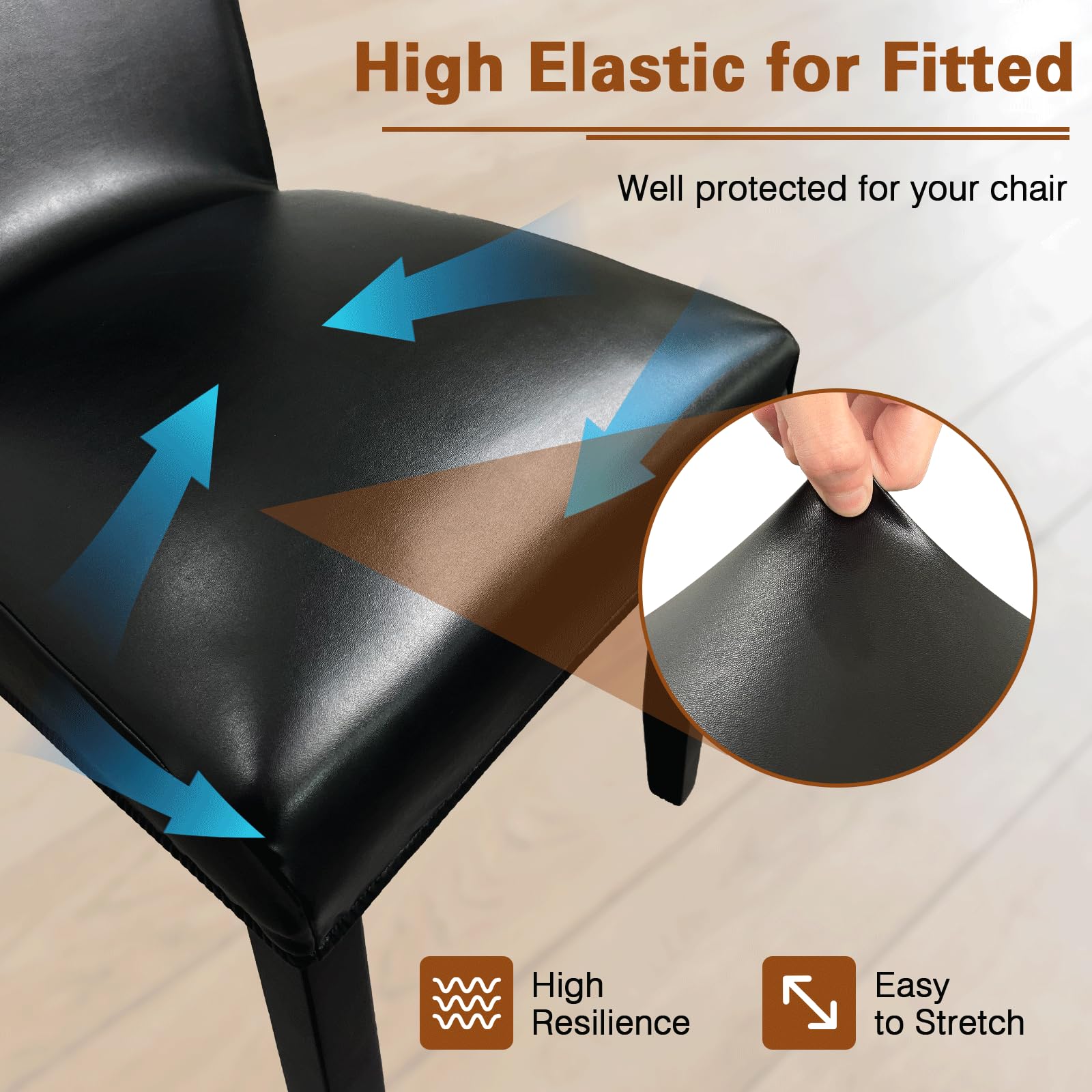 WUSOUPU elastic dining chair covers fit 17-23 inch backs and 15-18 inch seats.