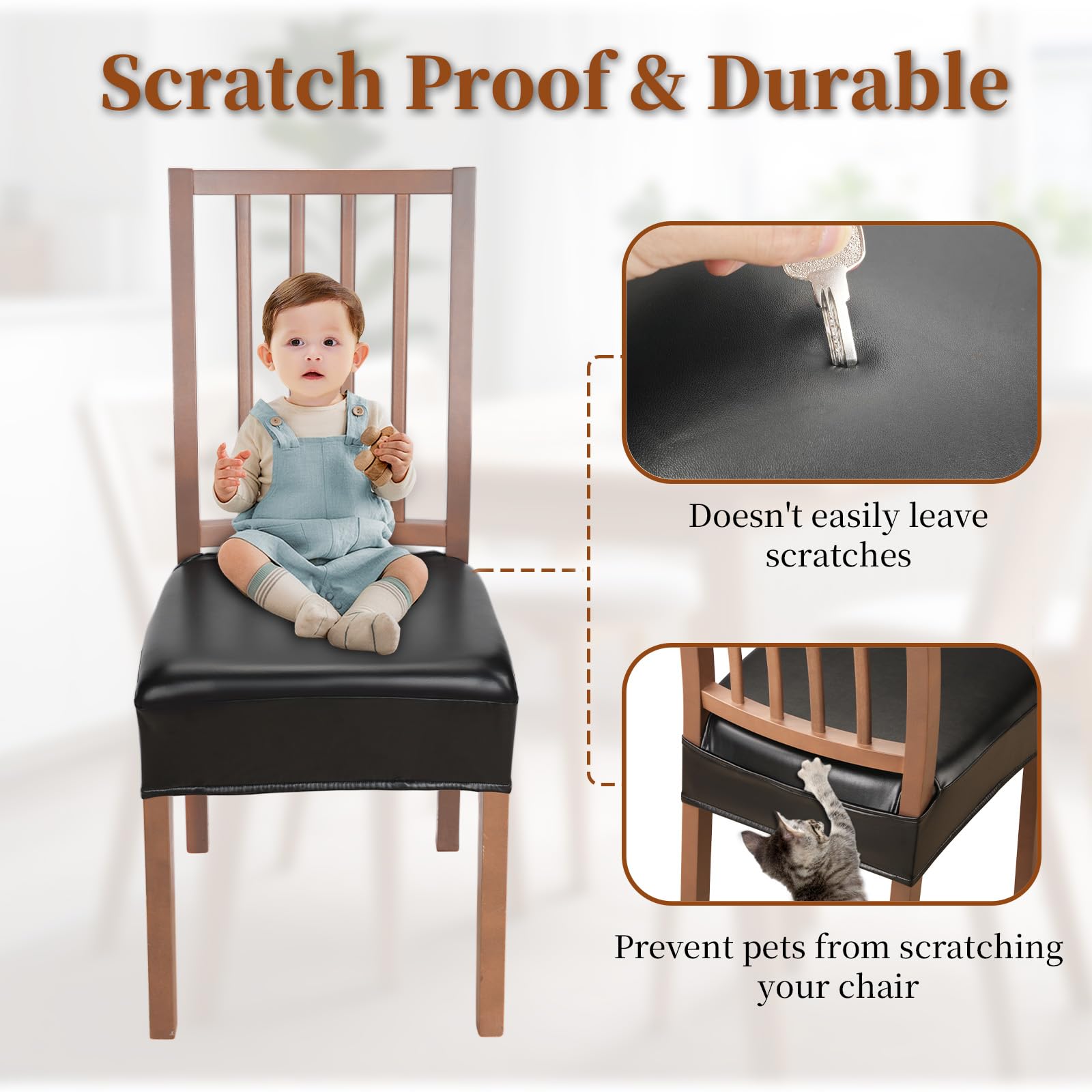 WUSOUPU spill-proof protection helps keep dining chairs clean during meals.
