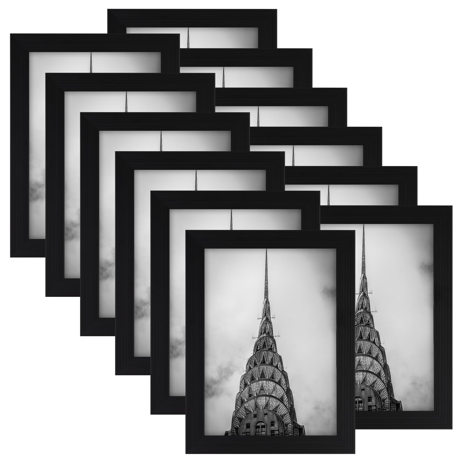 WUTL 5x7 black frame wall collage shows crisp HD plexiglass for vibrant photo display