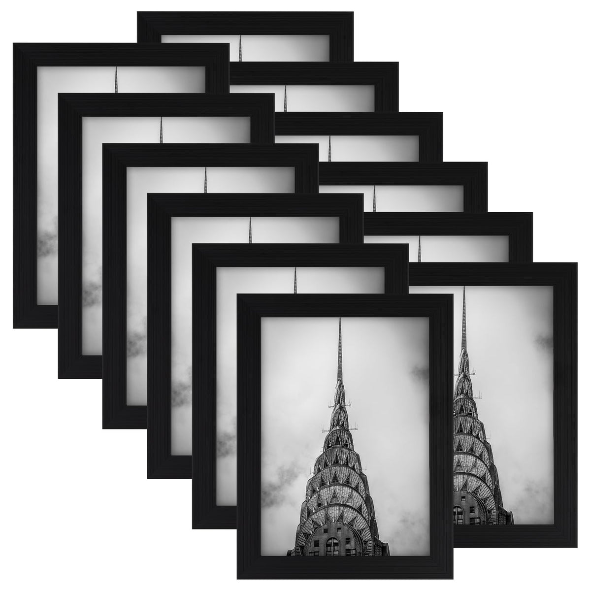 WUTL 5x7 black frame wall collage shows crisp HD plexiglass for vibrant photo display