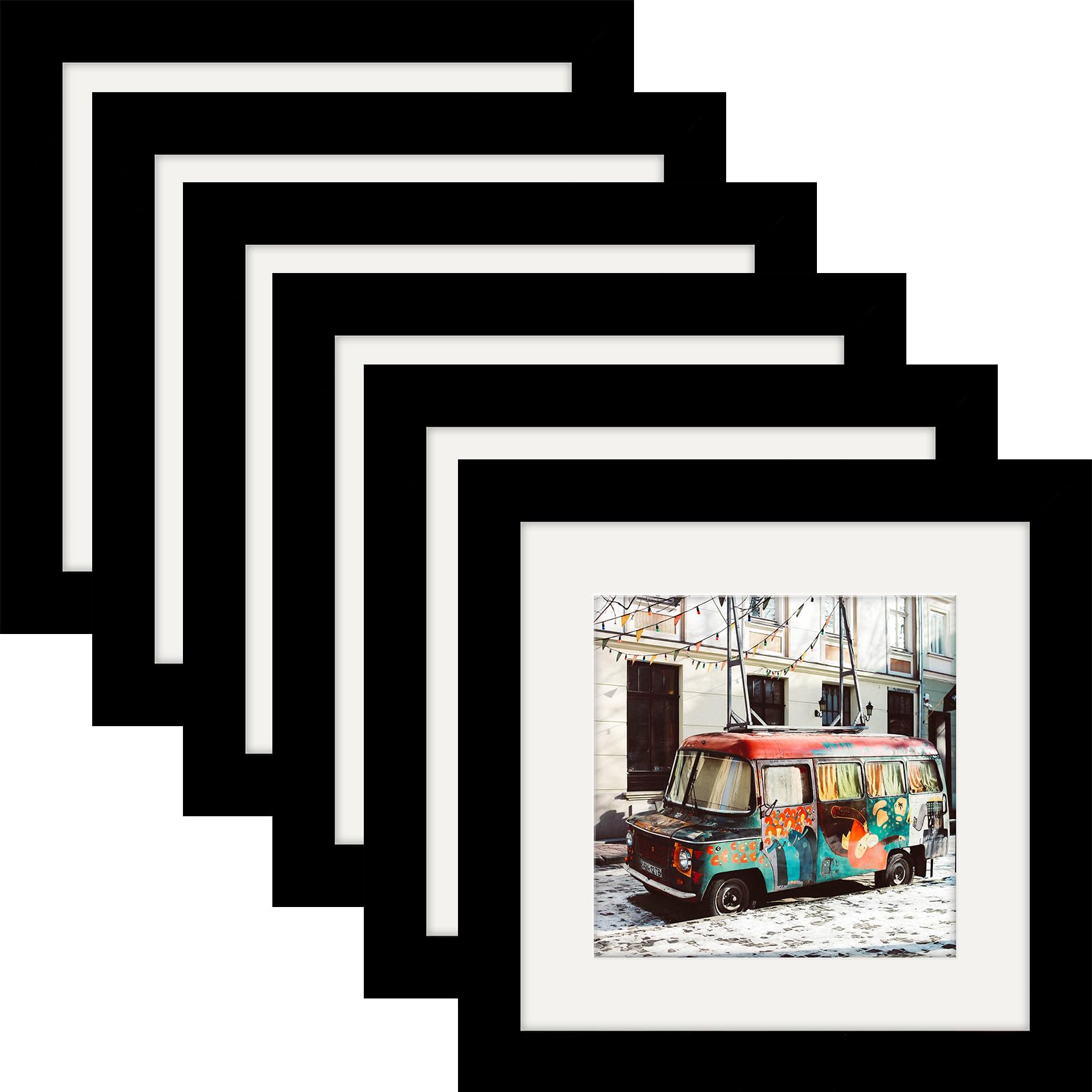 WUTL 6x6 black picture frame front view for wall mounting