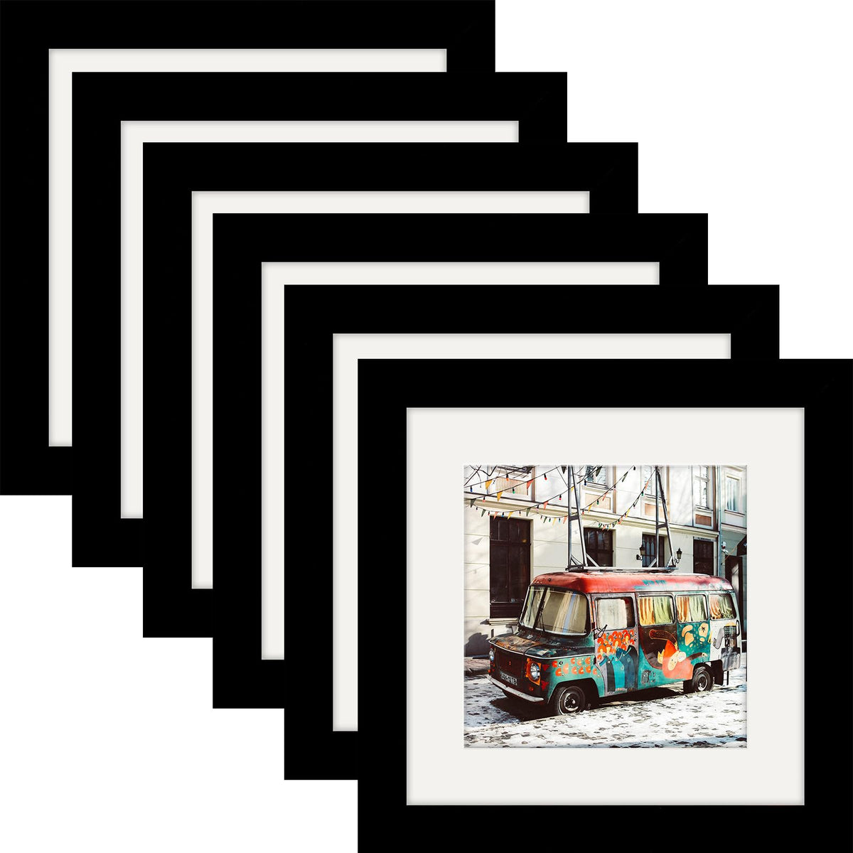 WUTL 6x6 black picture frame front view for wall mounting