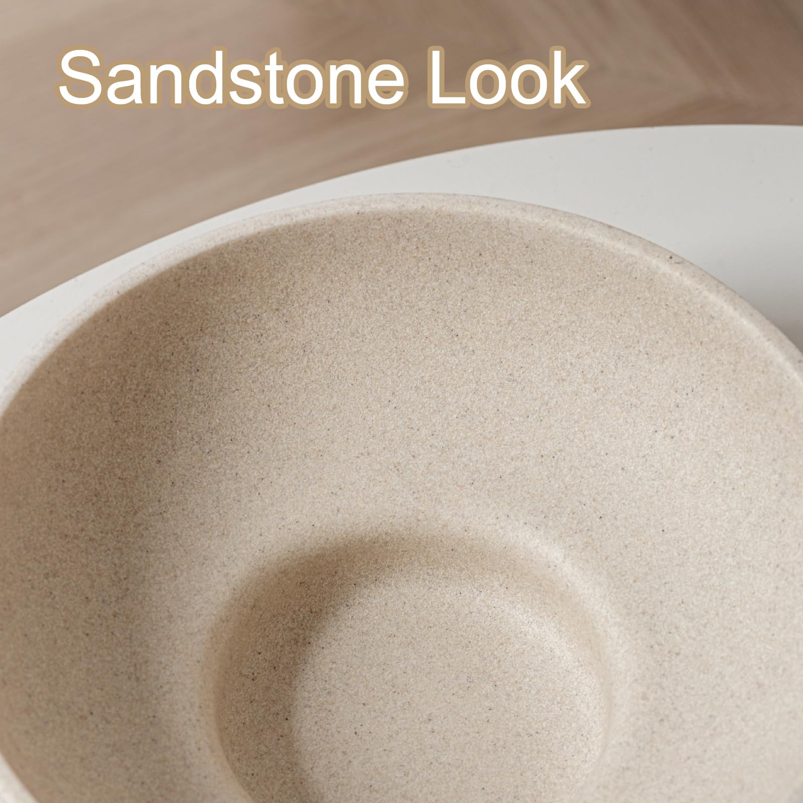 WUUAHOME decorative fruit bowl sandstone beige as a table centerpiece for living room decor.