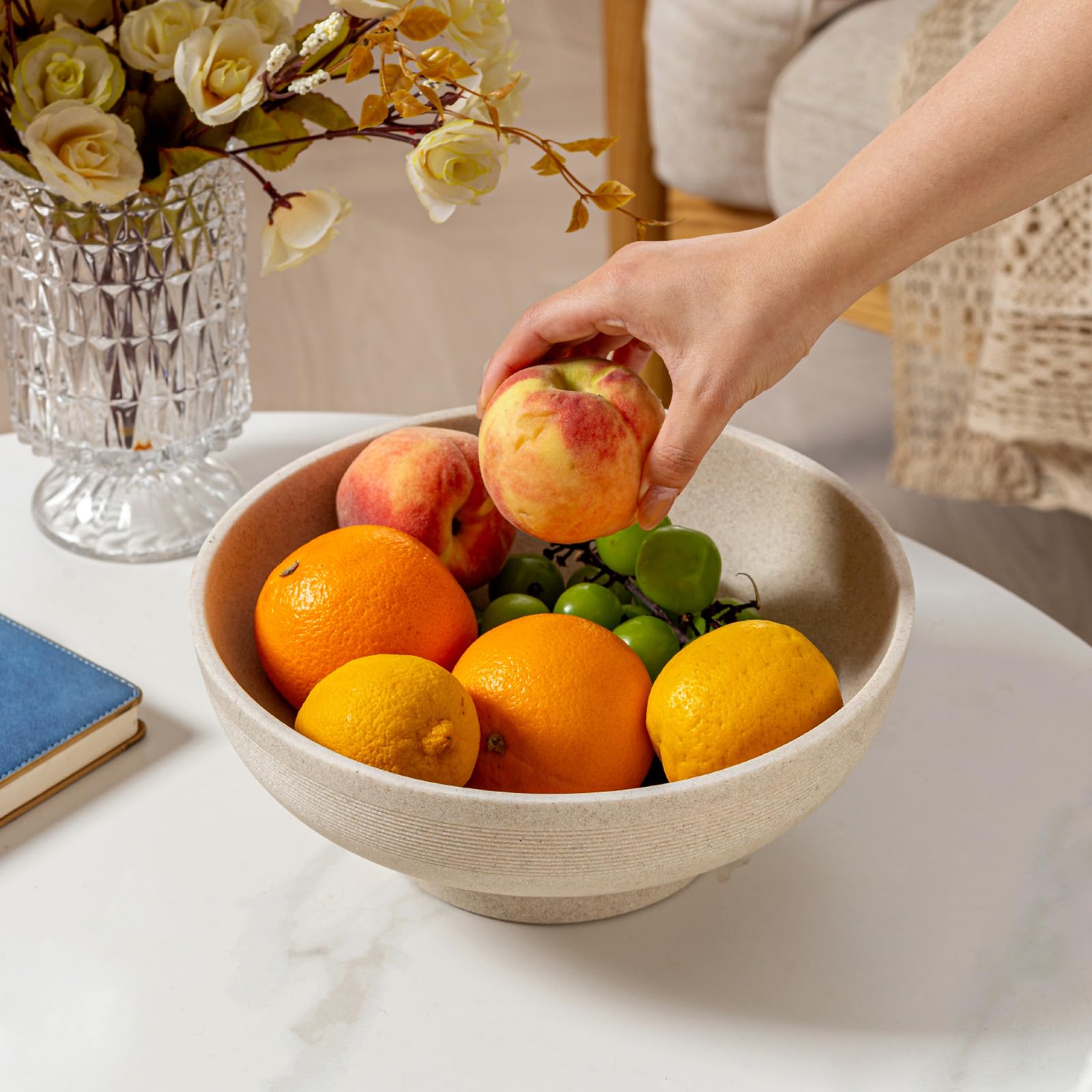 WUUAHOME entryway bowl sandstone beige ideal for keys and small items.