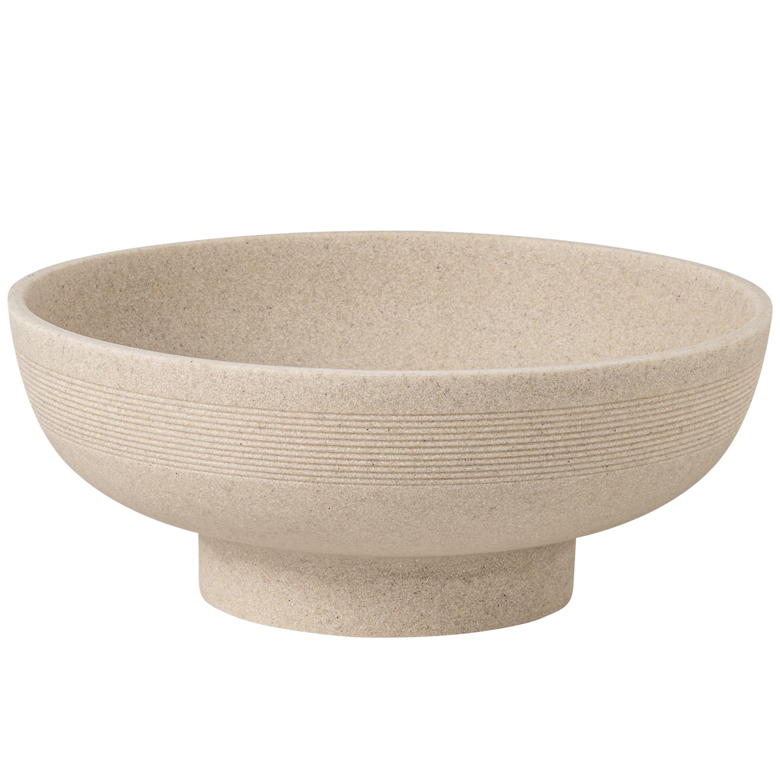 WUUAHOME large fruit bowl on pedestal in sandstone beige for stylish counter display.