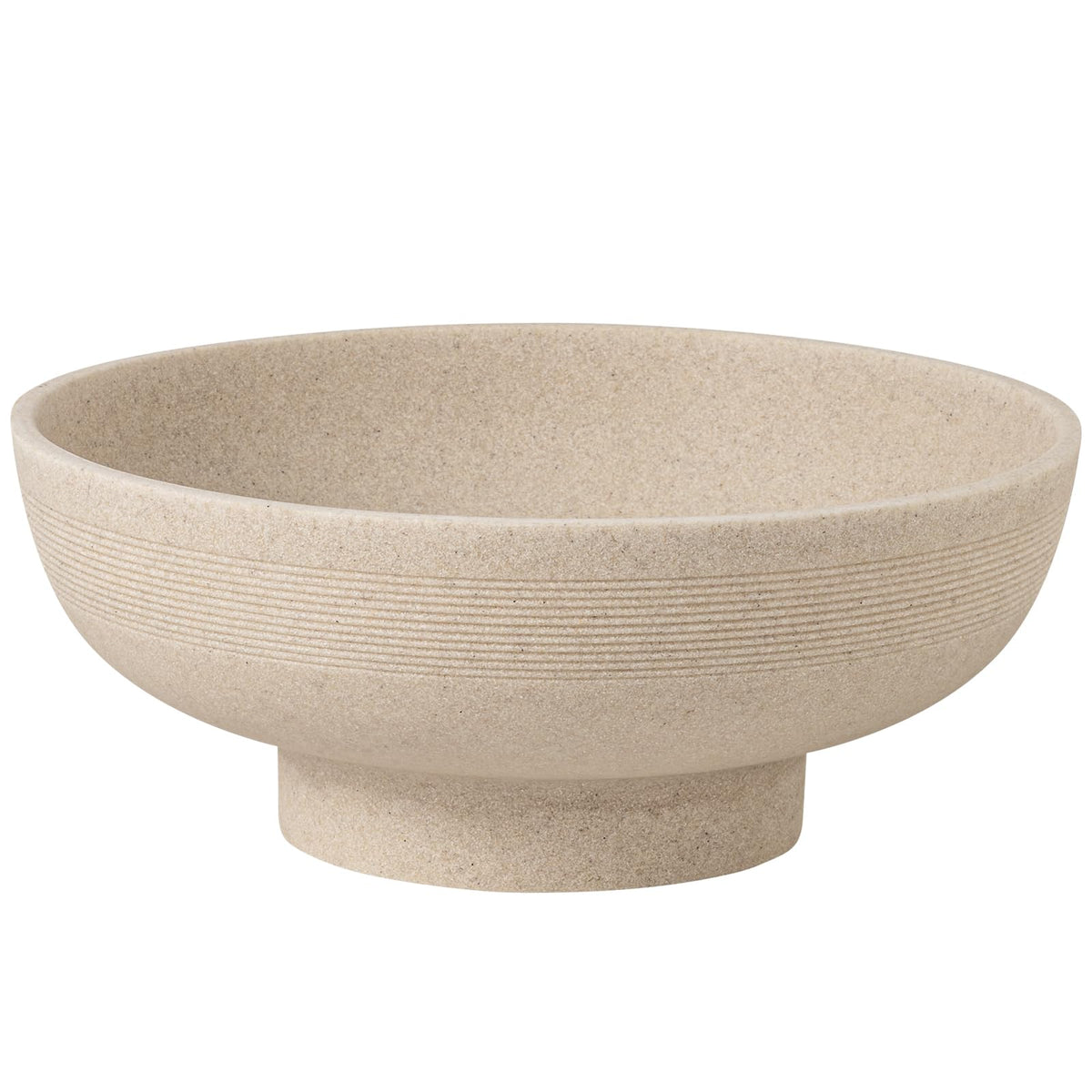 WUUAHOME large fruit bowl on pedestal in sandstone beige for stylish counter display.