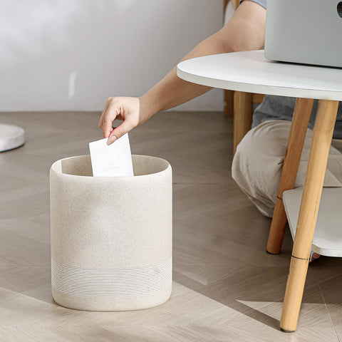 WUUAHOME beige bathroom vanity bin ideal for cotton pads and small items.