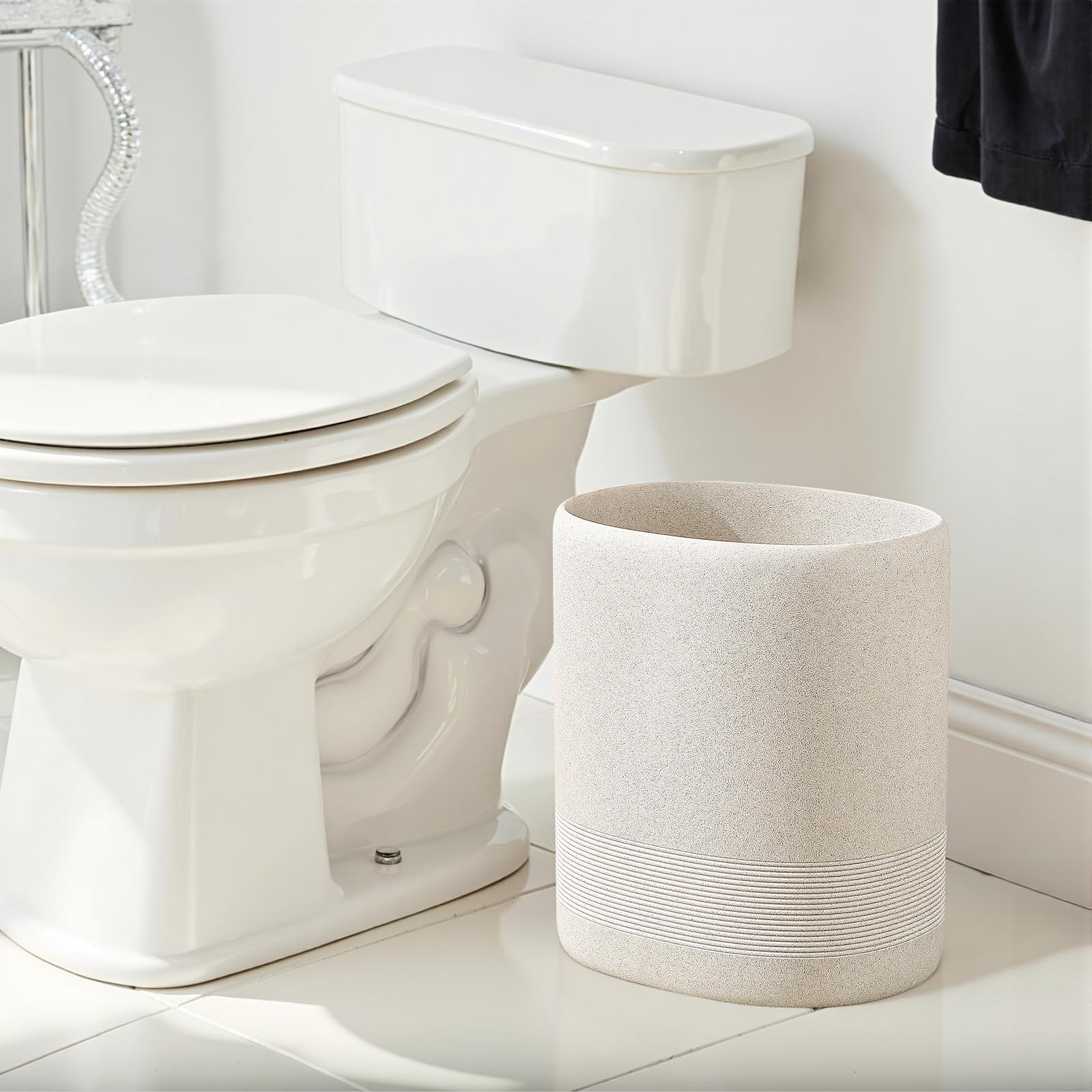 WUUAHOME beige kitchen counter trash bin suitable for light waste and items.