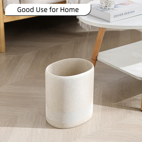 WUUAHOME beige office desk trash can for tidy desk area and quick disposal.