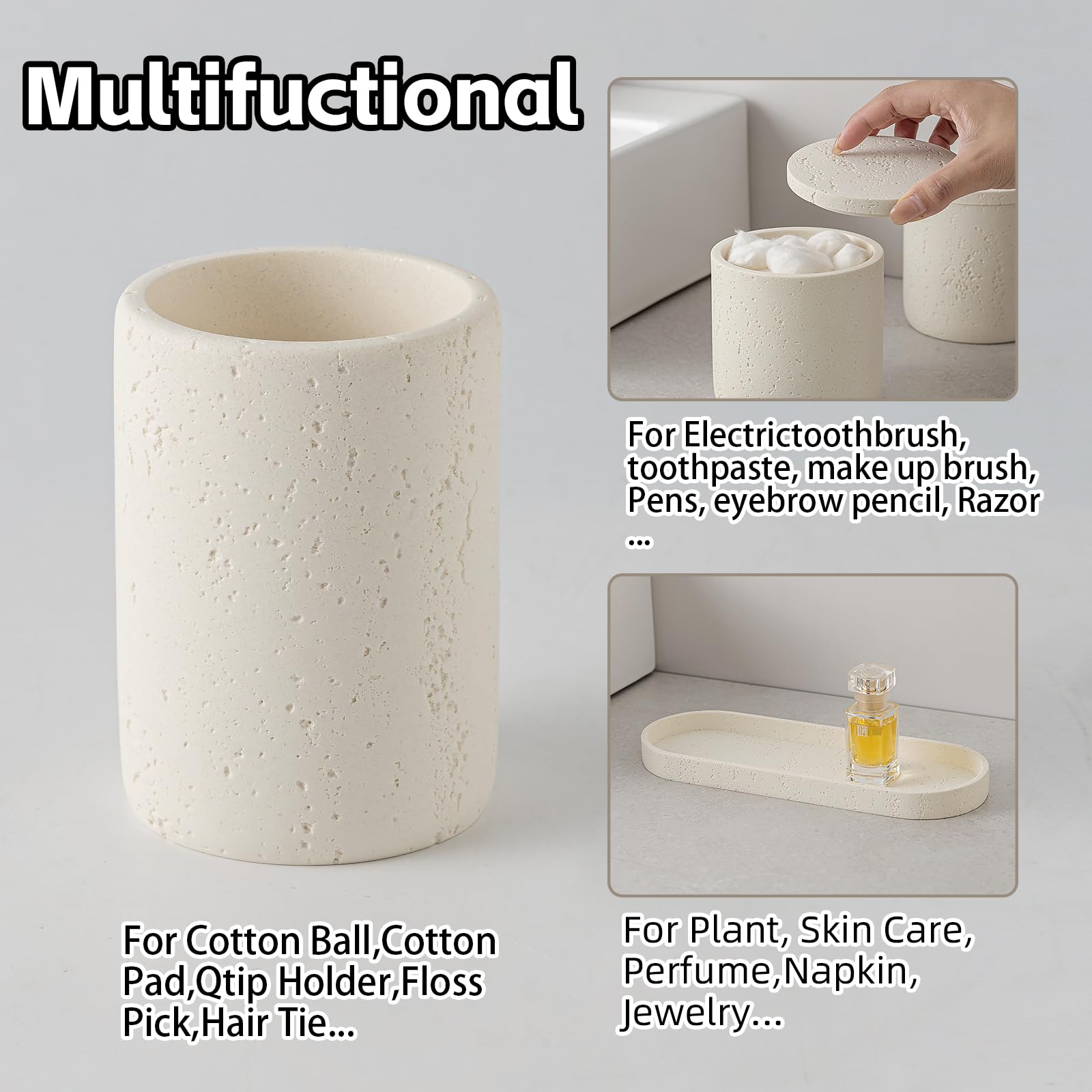 WUUAHOME travertine tumbler versatile for toothpaste and brushes