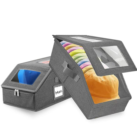 WUUOOD hat organizer 2-pack stackable with clear windows for easy cap selection.