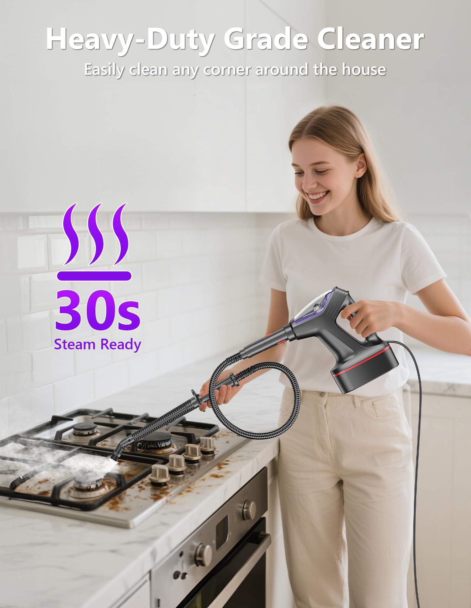 WVSAW detachable handheld steamer for corners, furniture, and tight spots.