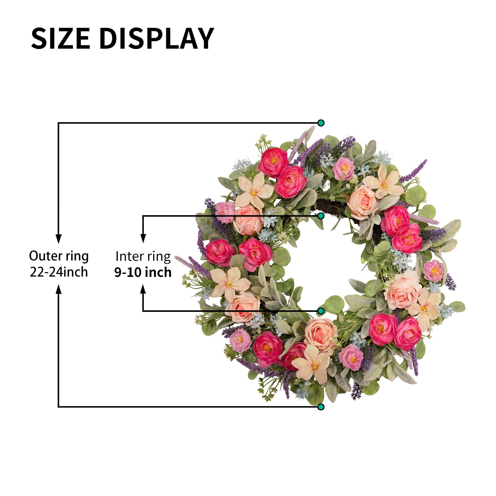 wwmira blue wildflowers and eucalyptus wreath brightens any wall or window display.