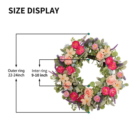 wwmira blue wildflowers and eucalyptus wreath brightens any wall or window display.