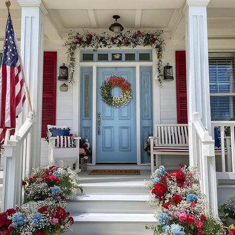 wwmira indoor outdoor patriotic wreath on doors, porches, or entryways.