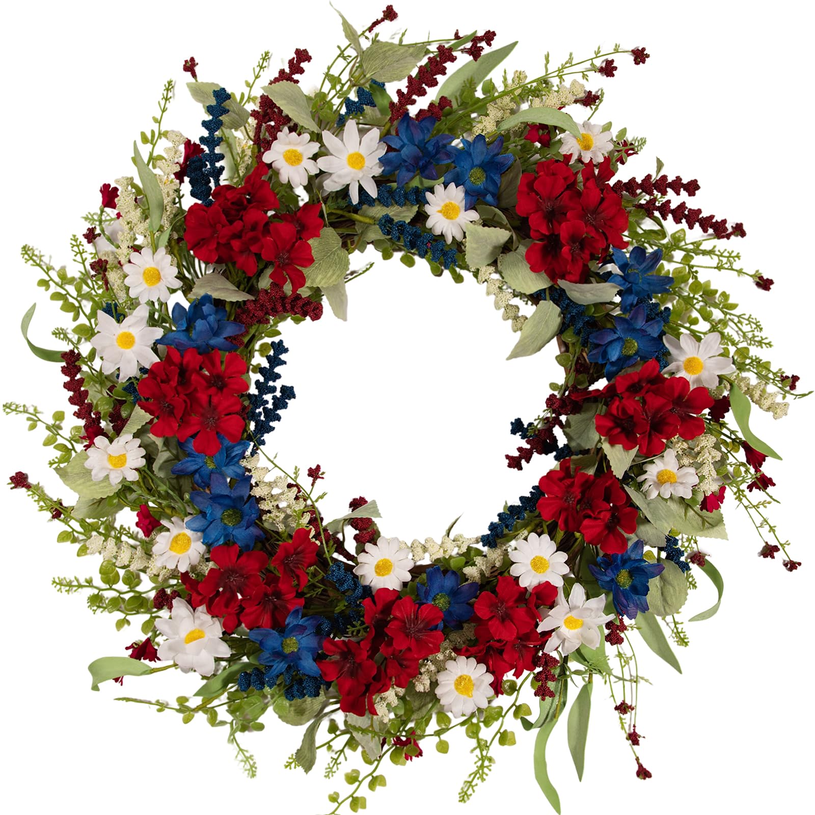 wwmira patriotic wreath on front door boosts curb appeal for holidays.