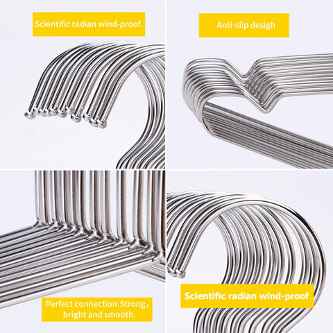 WYCQKL rustproof stainless steel hangers resist moisture in bathrooms and laundry areas.