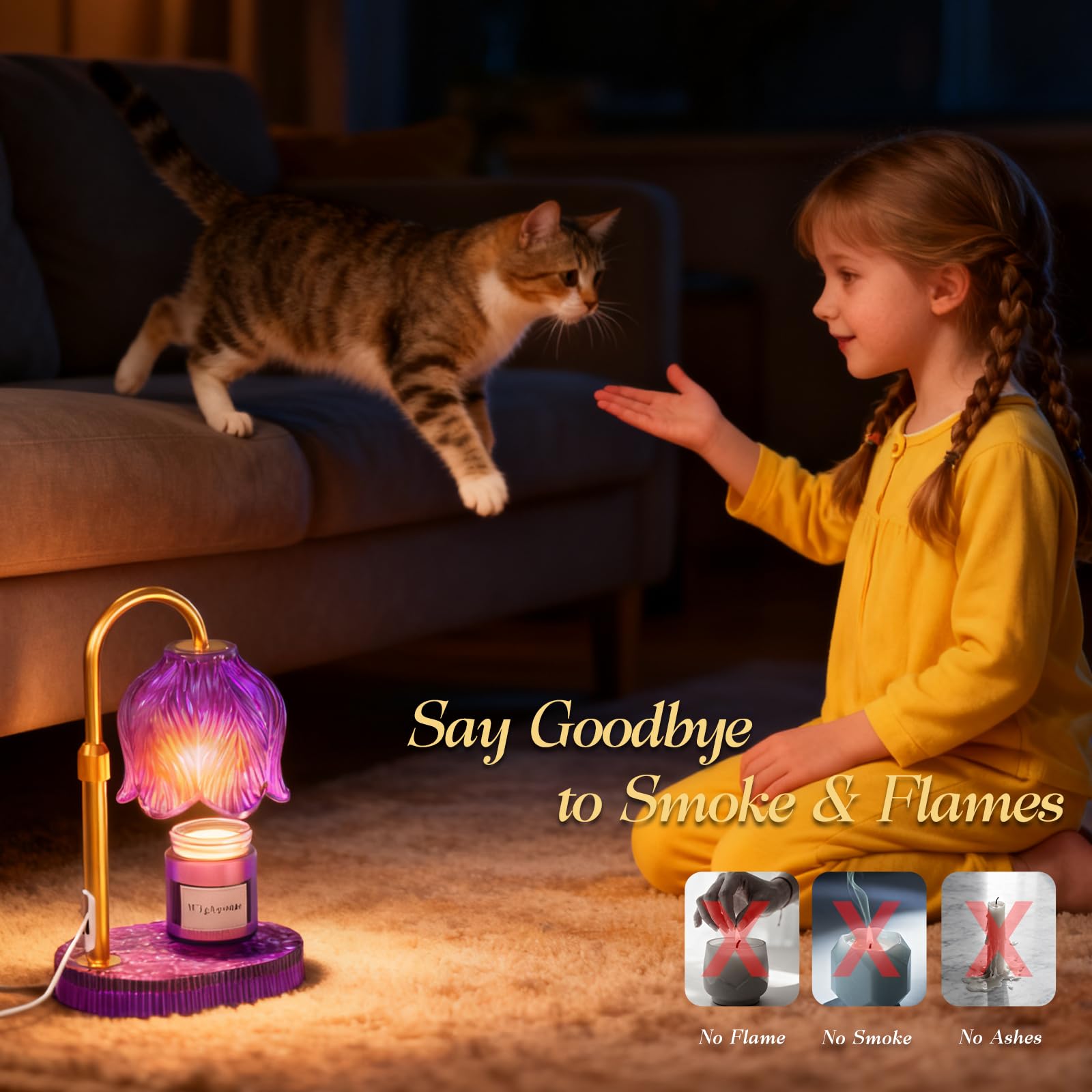 WYghyronic candle warmer lamp with 4-level dimming for customizable aroma intensity.