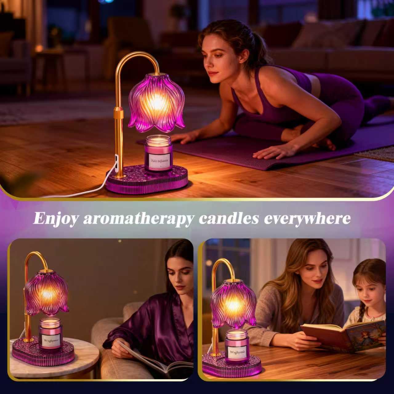 WYghyronic candle warmer lamp features modern design in pink to complement decor.