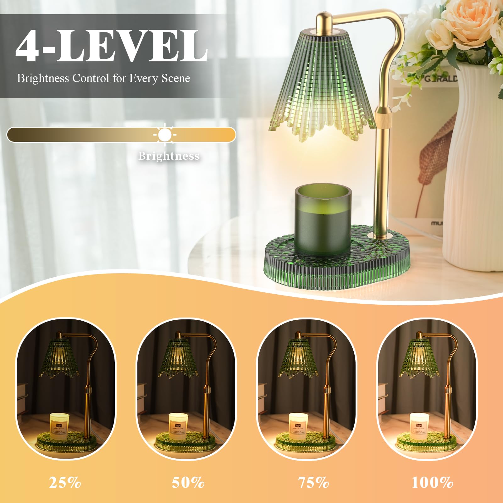 WYghyronic Candle Warmer Lamp demonstrates telescoping height adjustment for tall jar candles