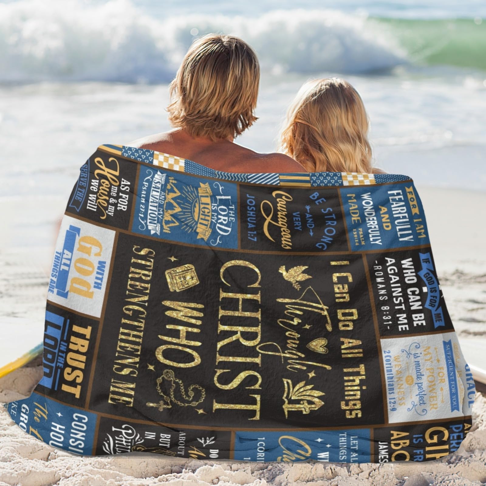 Wyhcxl blanket features the Christ-inspired message for quiet encouragement.