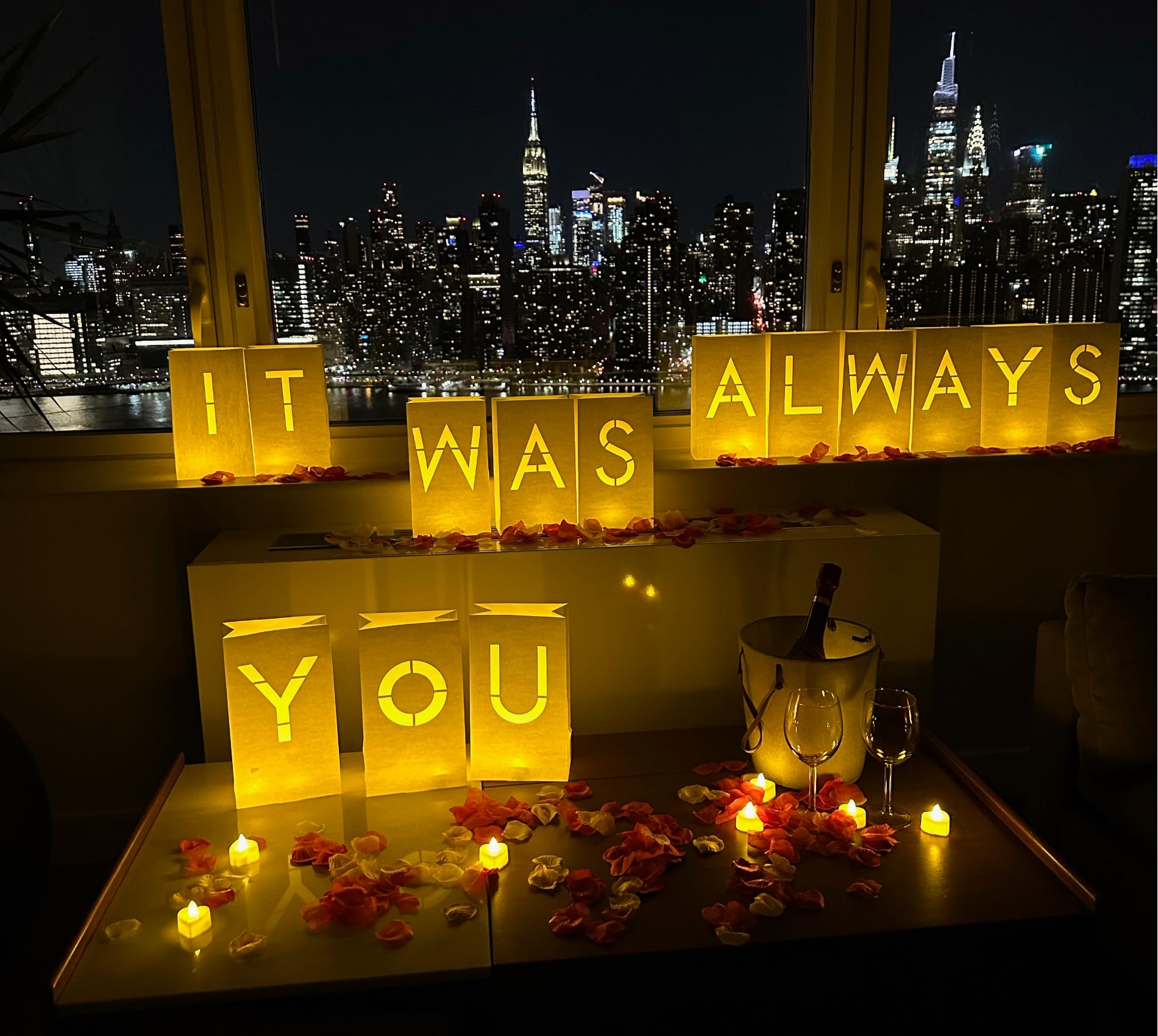 WYMM It Was Always You luminary sign bags glow for romantic engagement decor