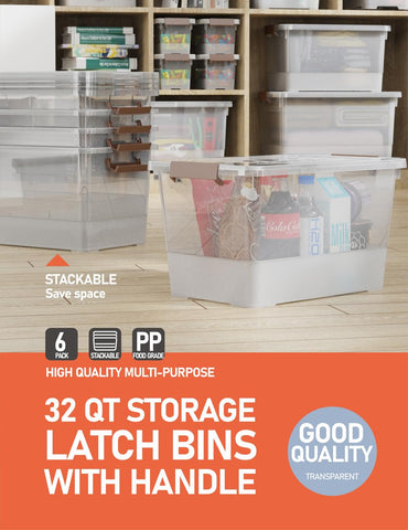 WYT 32 qt storage bin ideal for closets, garages, and playrooms