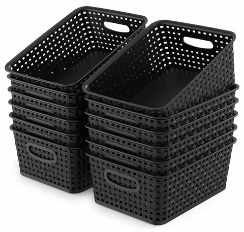 WYT basket weave design in black adds compact storage on shelves.