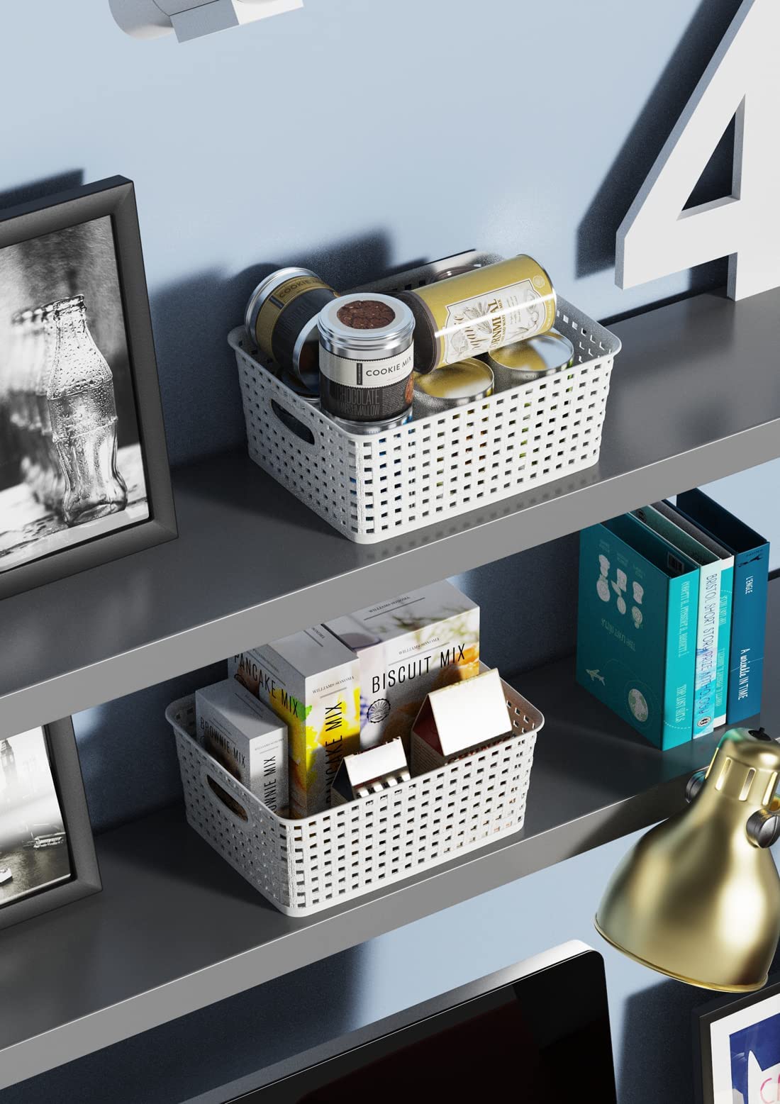 WYT carry-friendly wicker storage baskets with built-in tote handles for easy transport