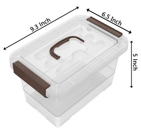 WYT clear storage latch box handle and latches aids secure stacking and easy transport
